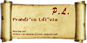 Prahács Lívia névjegykártya